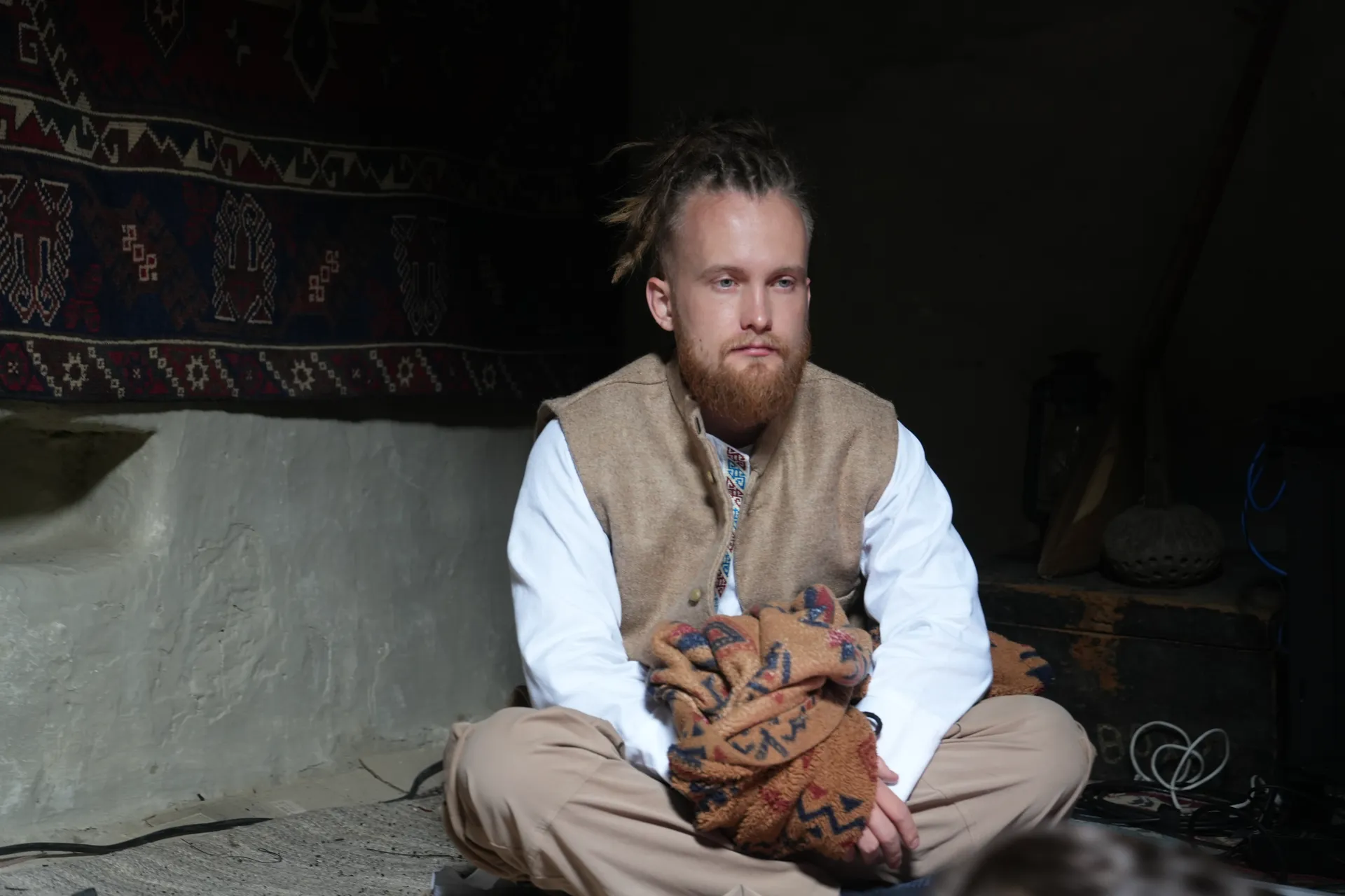 Gray Contrast in a traditional house in Hunza during a Humnava shoot